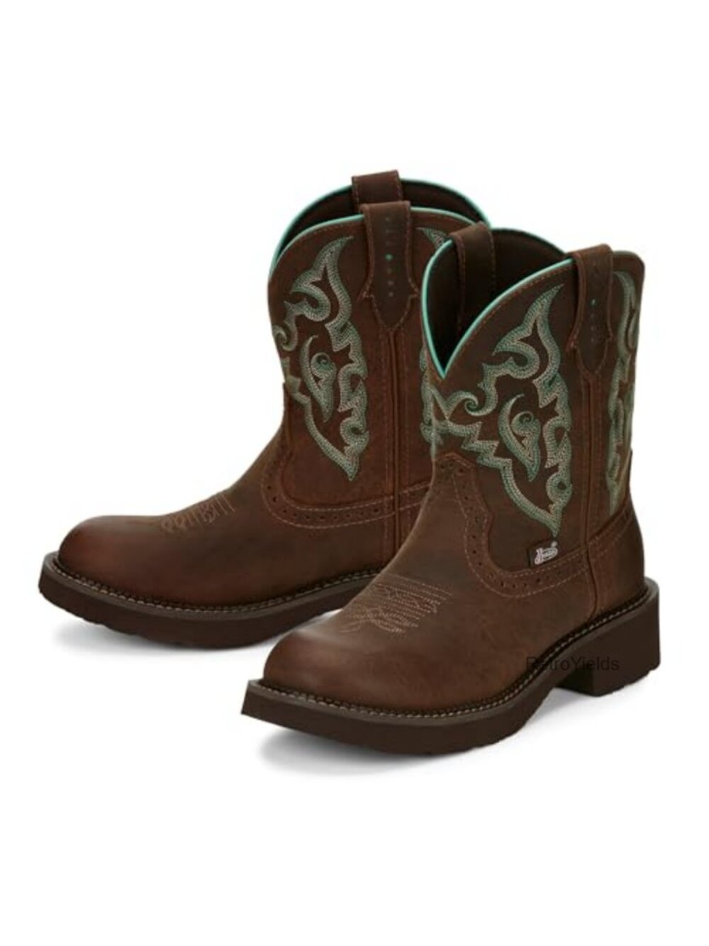 Justin Gemma II Western Boot Round Toe Leather Ankle Bootie
